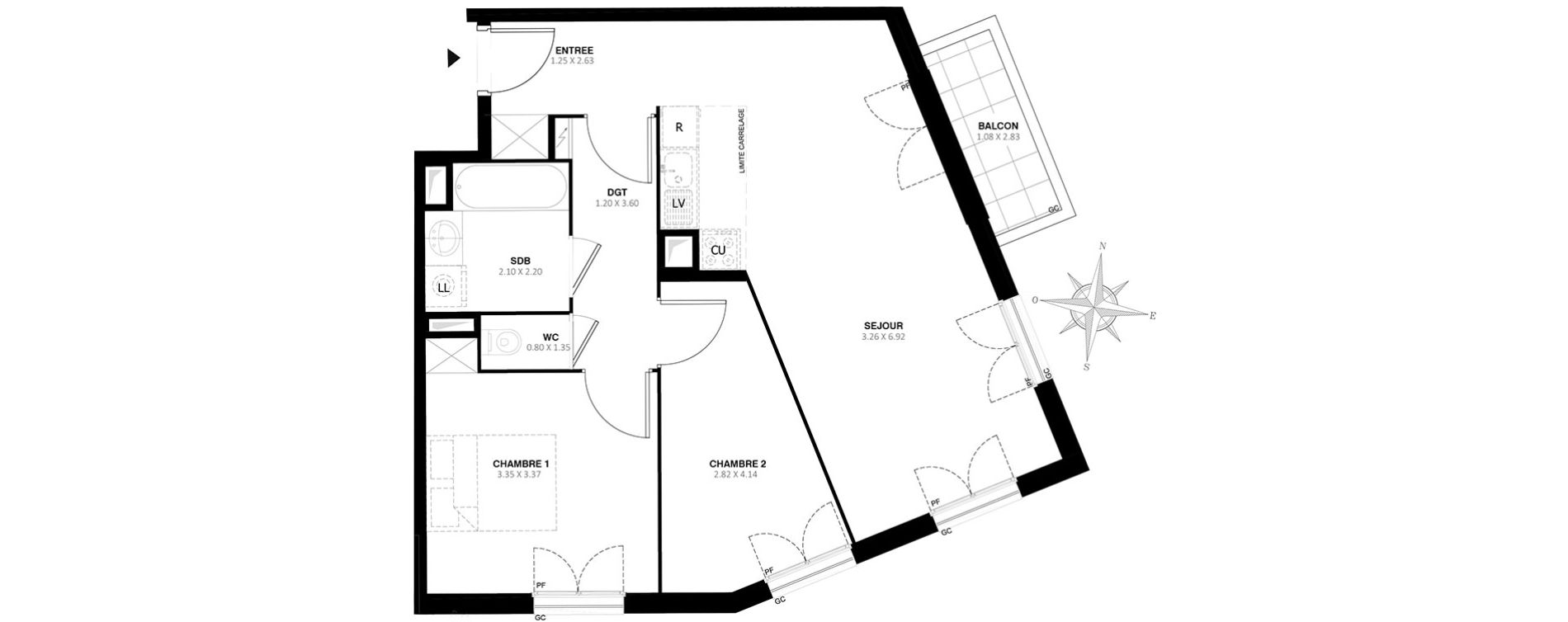 Appartement T3 de 60,90 m2 &agrave; Noisy-Le-Grand Centre