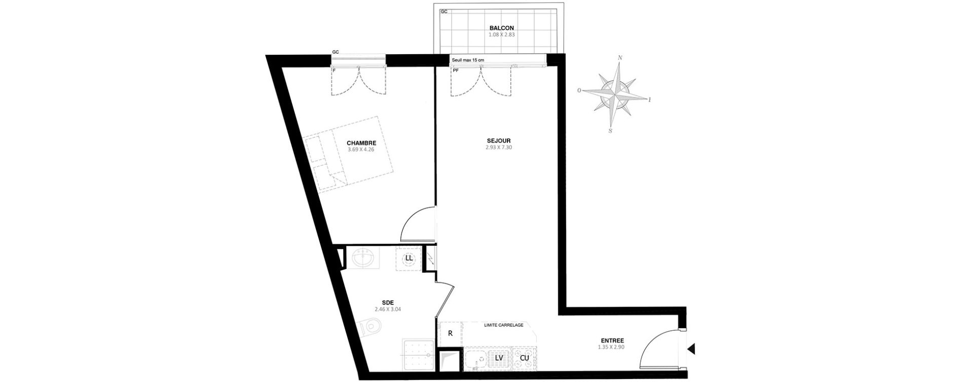Appartement T2 de 44,30 m2 &agrave; Noisy-Le-Grand Centre