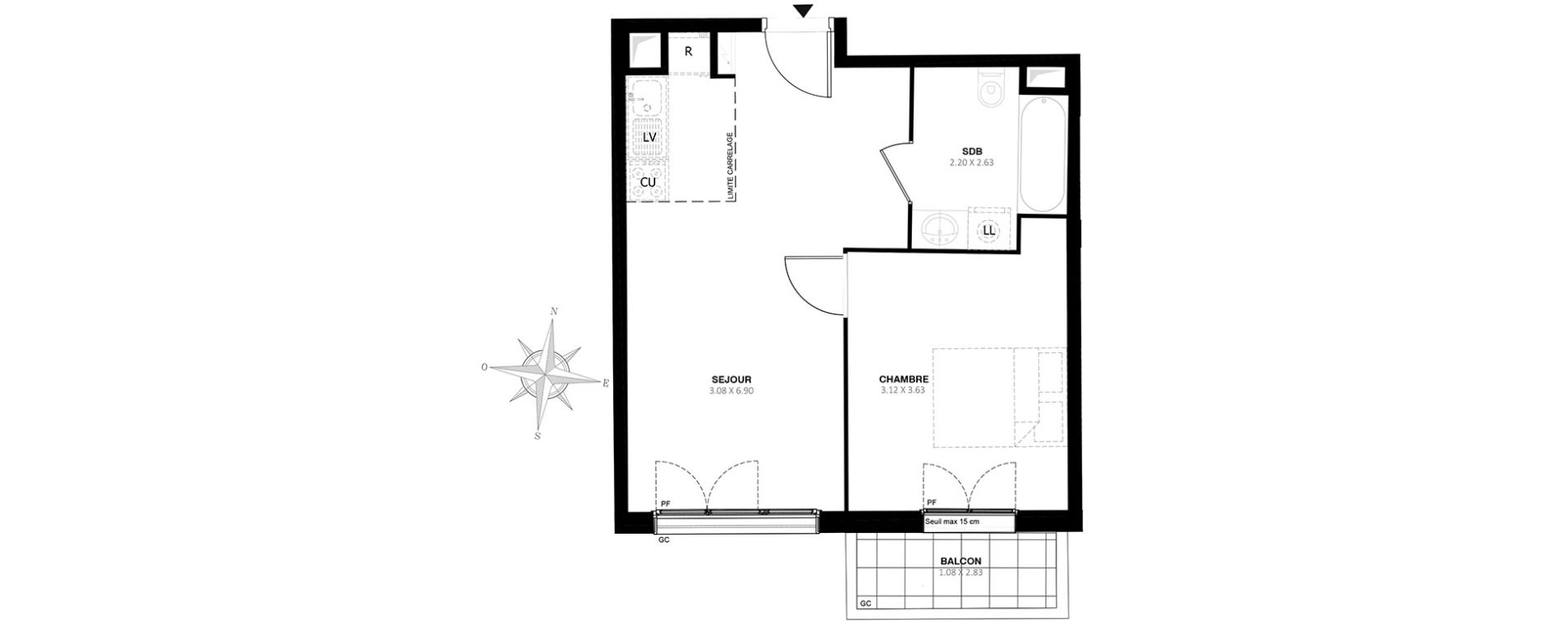 Appartement T2 de 39,75 m2 &agrave; Noisy-Le-Grand Centre