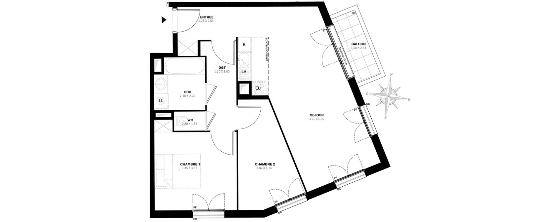 Appartement T3 de 60,60 m2 &agrave; Noisy-Le-Grand Centre