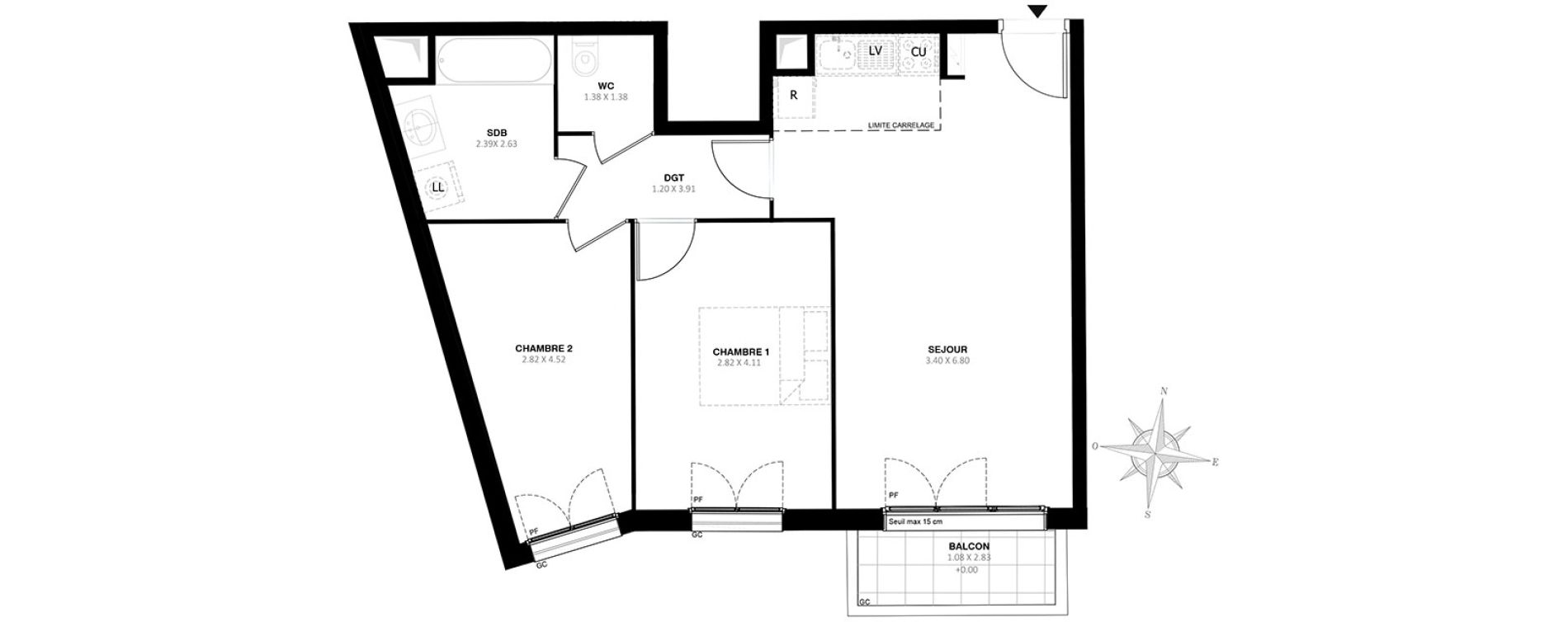 Appartement T3 de 57,45 m2 &agrave; Noisy-Le-Grand Centre