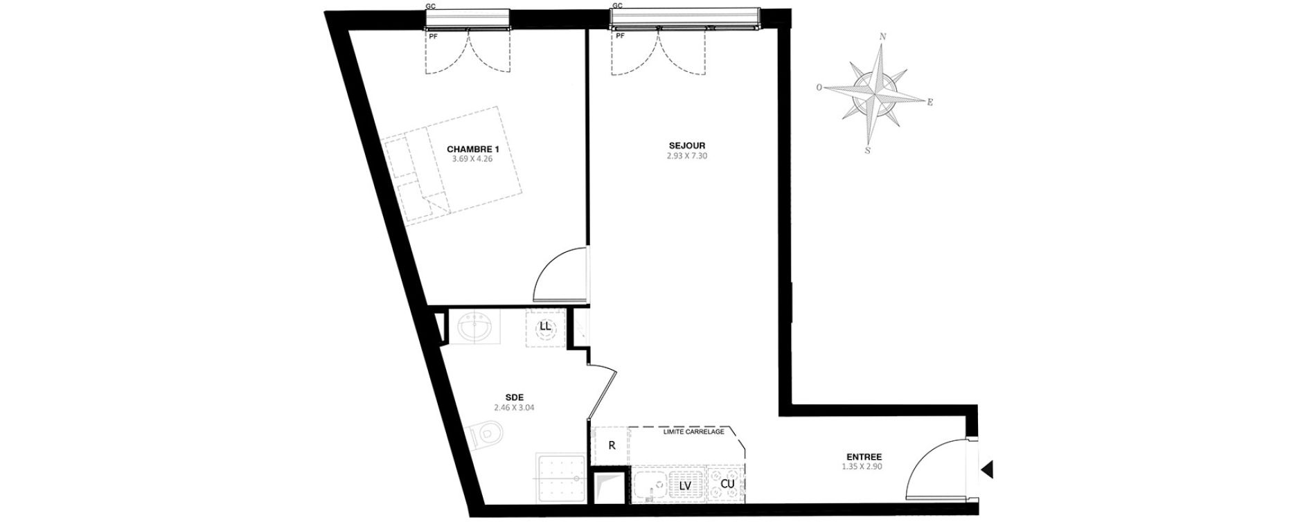 Appartement T2 de 44,30 m2 &agrave; Noisy-Le-Grand Centre