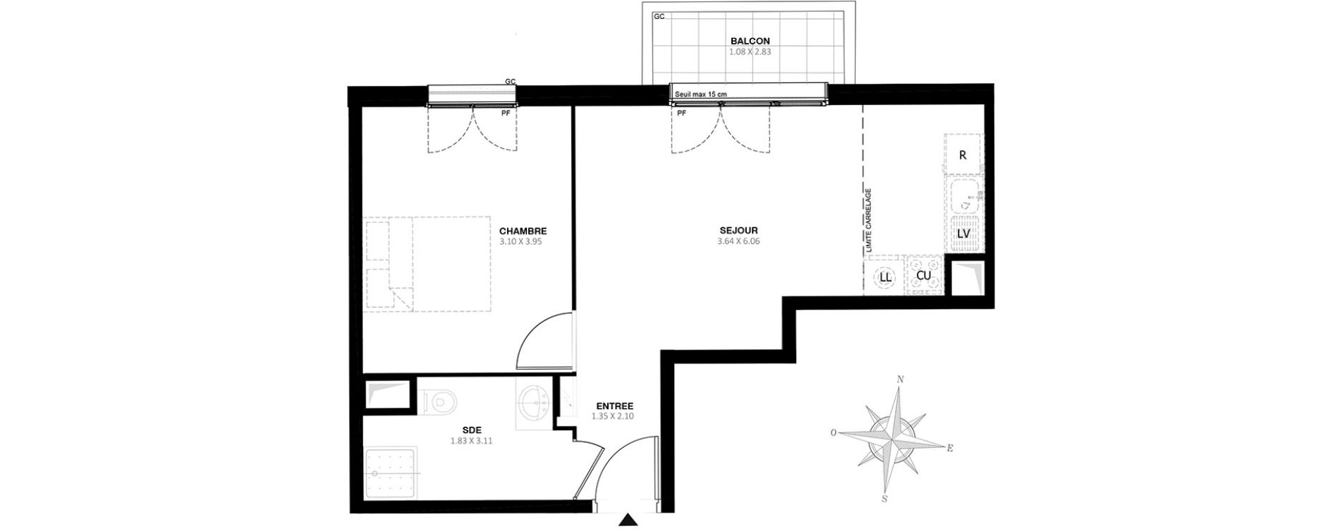 Appartement T2 de 39,40 m2 &agrave; Noisy-Le-Grand Centre