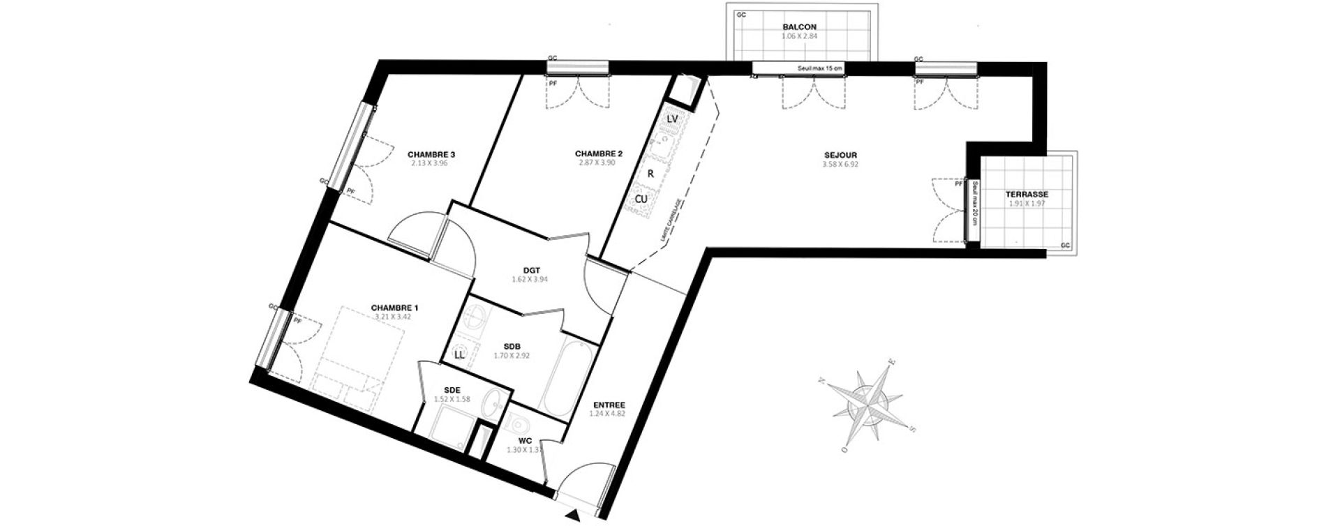 Appartement T4 de 78,10 m2 &agrave; Noisy-Le-Grand Centre
