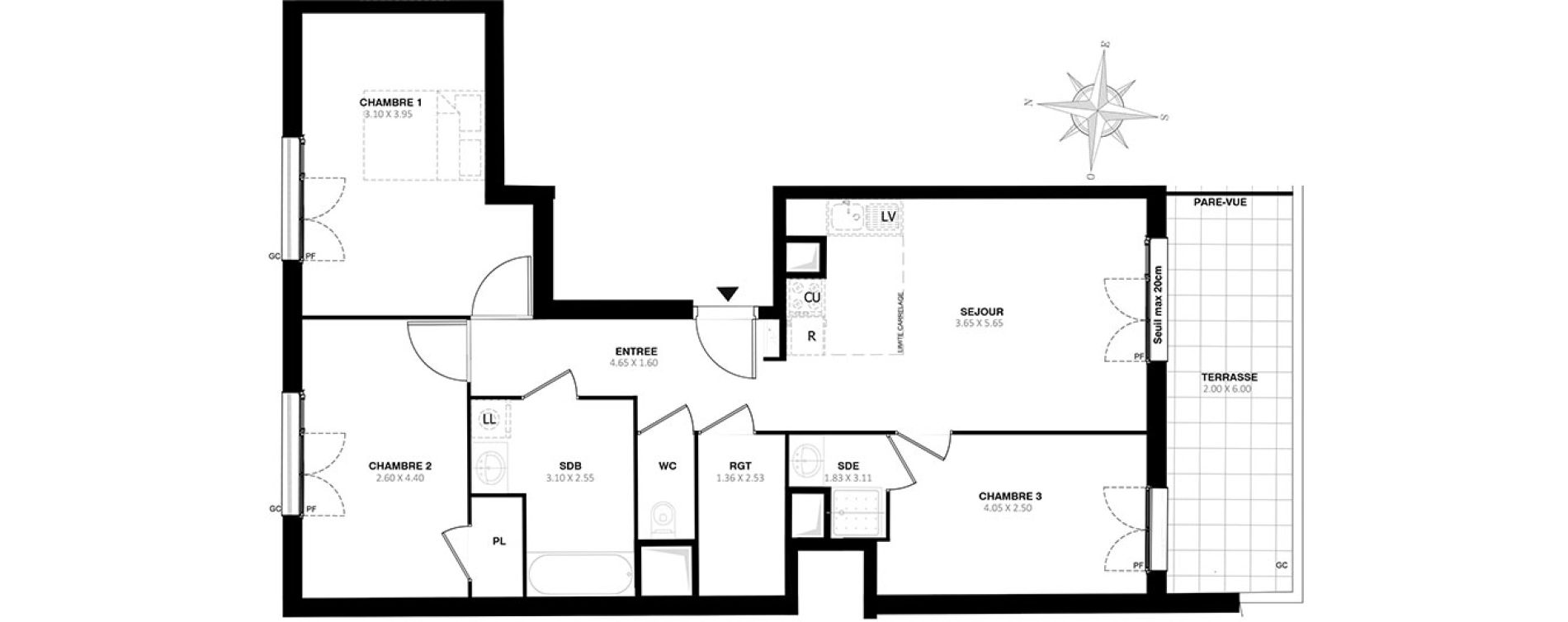 Appartement T4 de 78,80 m2 &agrave; Noisy-Le-Grand Centre
