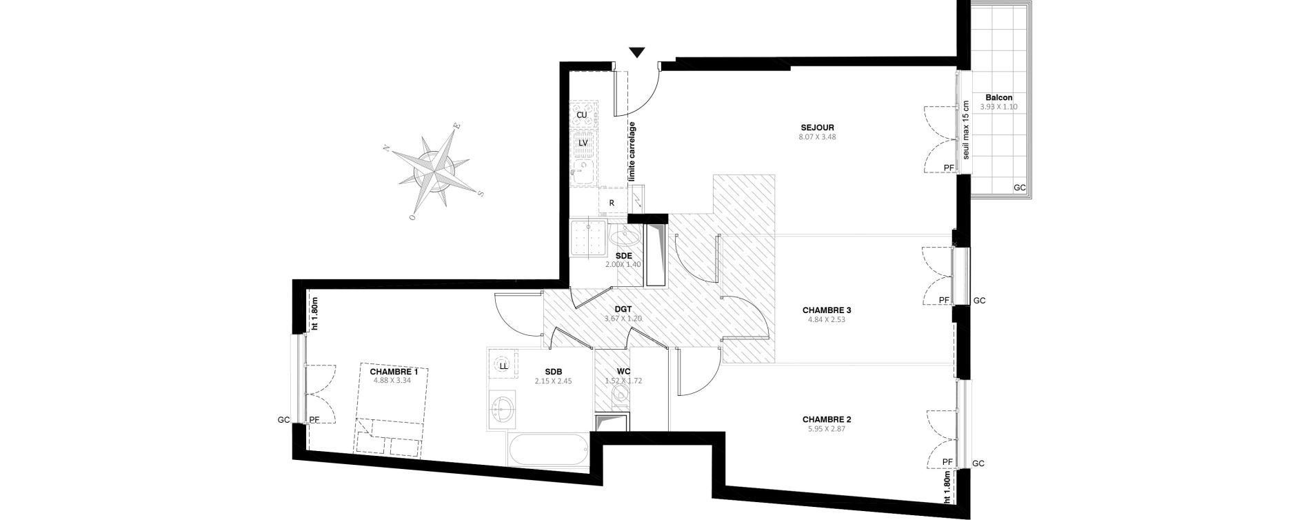 Appartement T4 de 83,40 m2 &agrave; Noisy-Le-Grand Centre