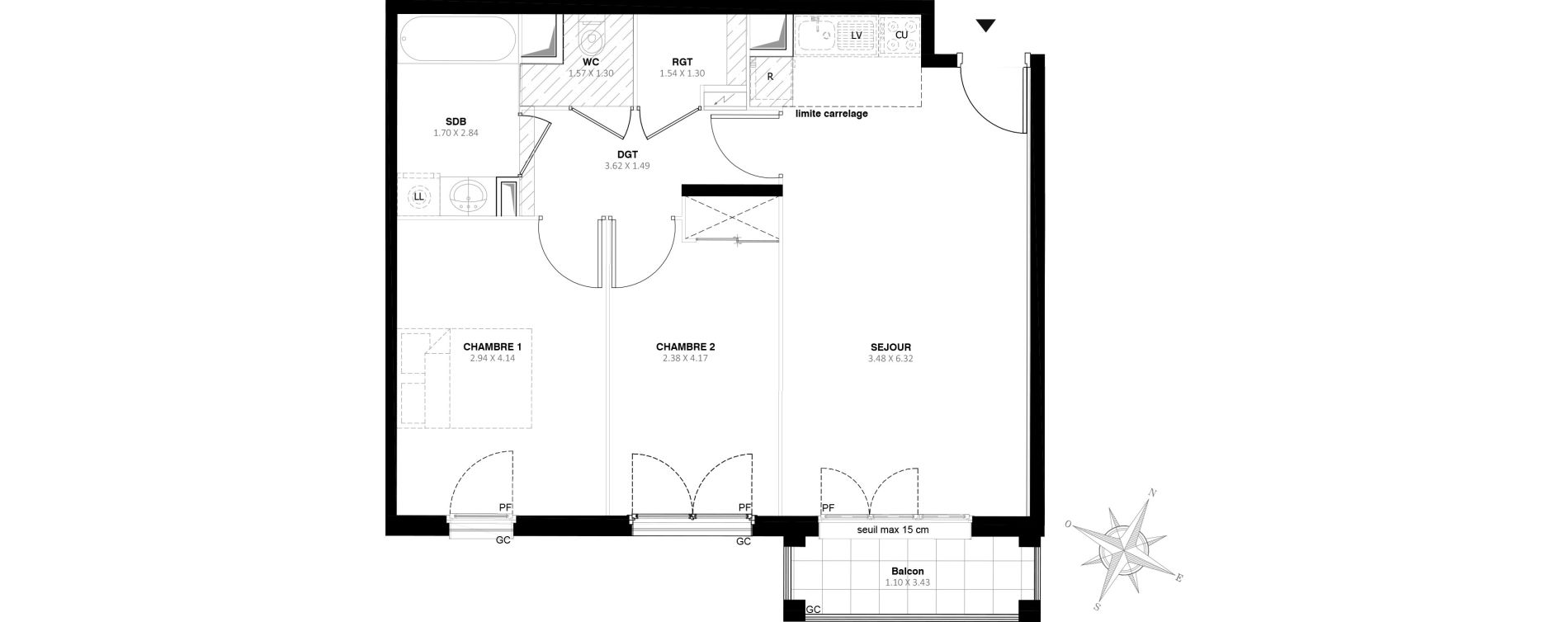 Appartement T3 de 59,40 m2 &agrave; Noisy-Le-Grand Centre