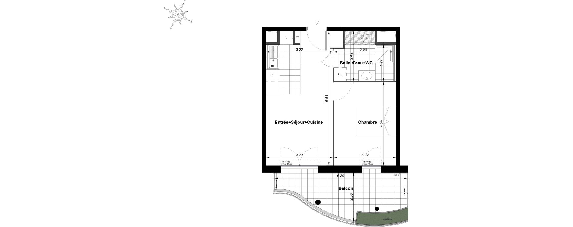 Appartement T2 de 38,90 m2 &agrave; Noisy-Le-Grand Bas-heurts