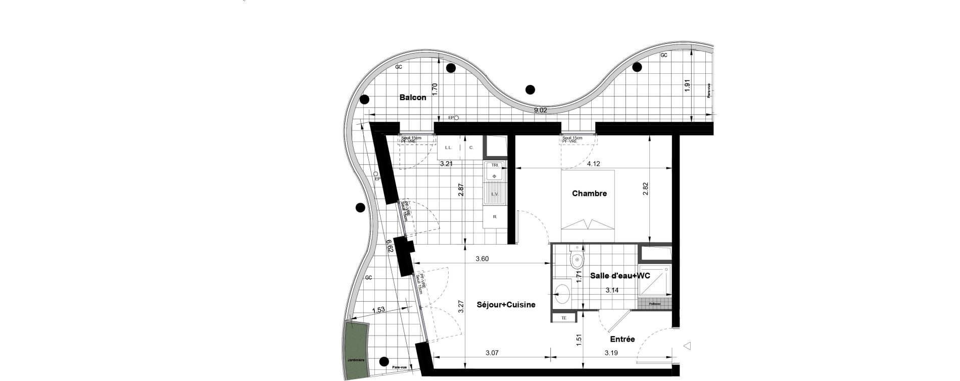 Appartement T2 de 40,25 m2 &agrave; Noisy-Le-Grand Bas-heurts