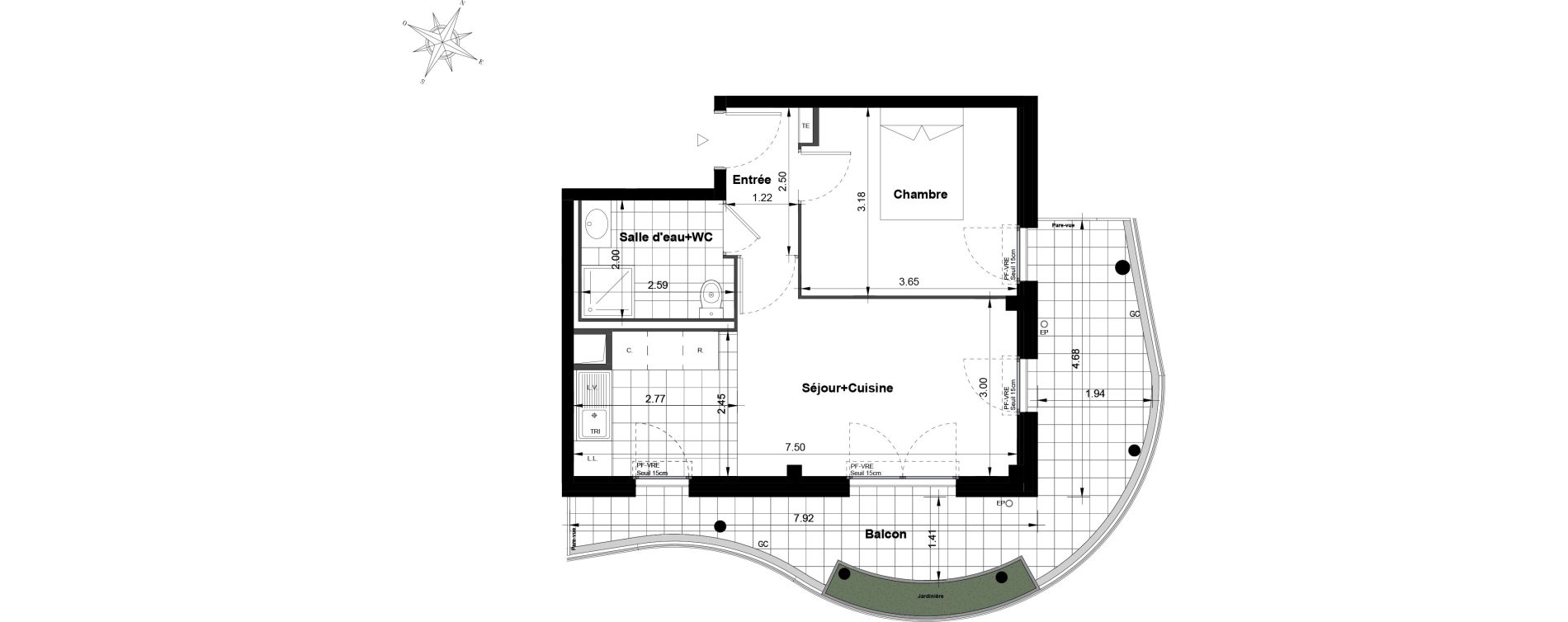 Appartement T2 de 40,63 m2 &agrave; Noisy-Le-Grand Bas-heurts
