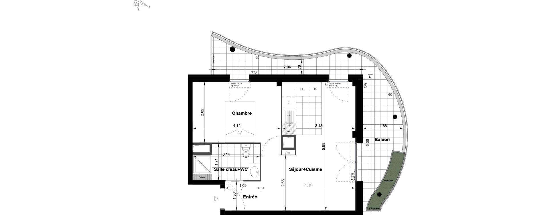 Appartement T2 de 41,71 m2 &agrave; Noisy-Le-Grand Bas-heurts