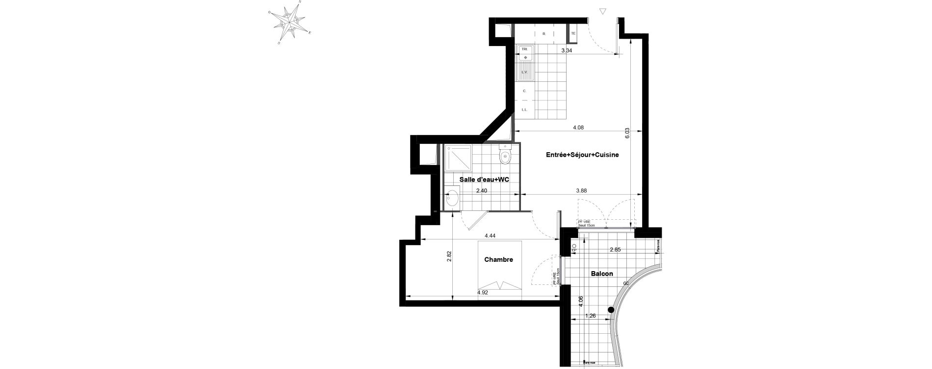 Appartement T2 de 42,98 m2 &agrave; Noisy-Le-Grand Bas-heurts