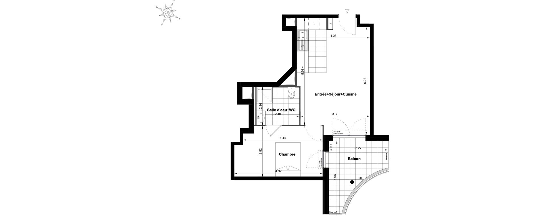 Appartement T2 de 42,98 m2 &agrave; Noisy-Le-Grand Bas-heurts