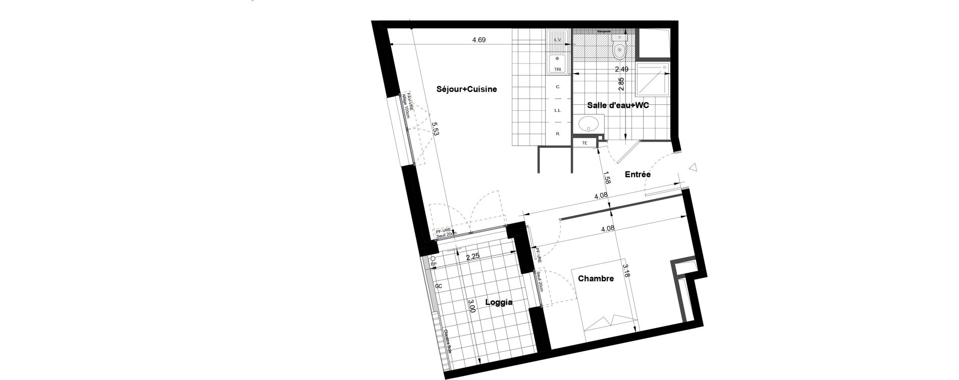 Appartement T2 de 43,59 m2 &agrave; Noisy-Le-Grand Bas-heurts