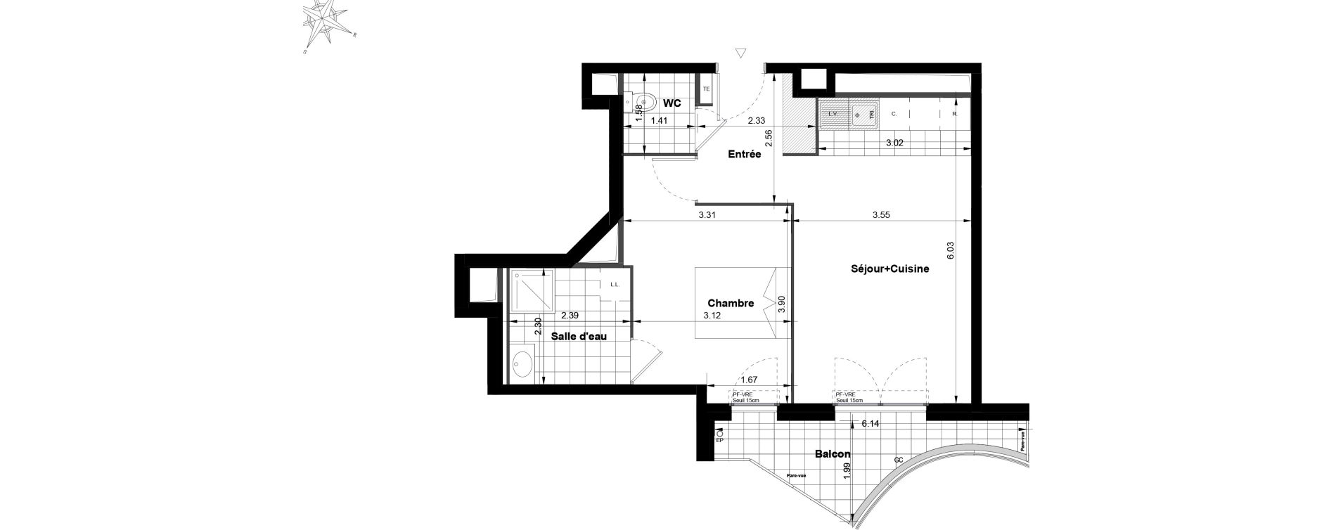 Appartement T2 de 46,66 m2 &agrave; Noisy-Le-Grand Bas-heurts
