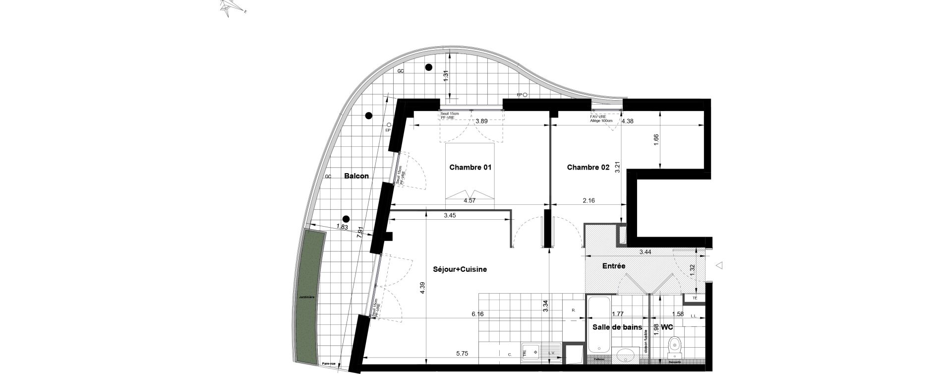 Appartement T3 de 59,37 m2 &agrave; Noisy-Le-Grand Bas-heurts