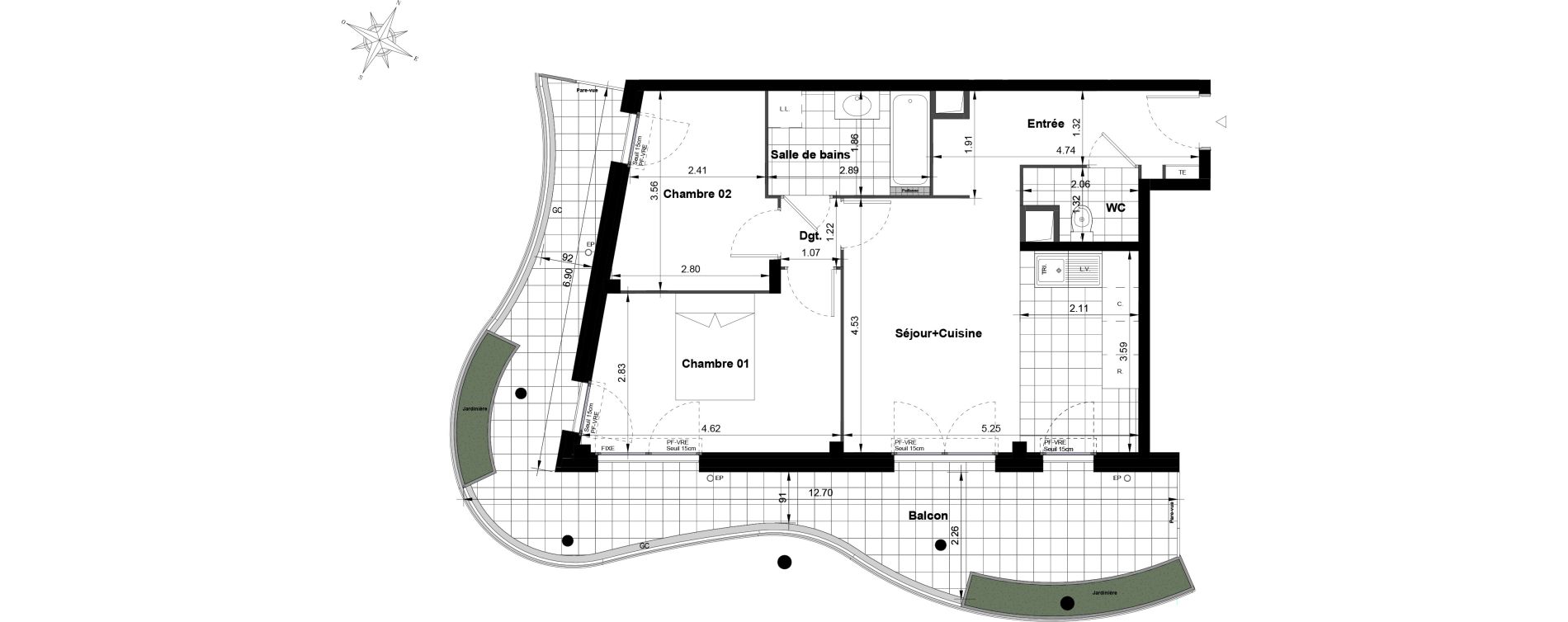 Appartement T3 de 59,72 m2 &agrave; Noisy-Le-Grand Bas-heurts