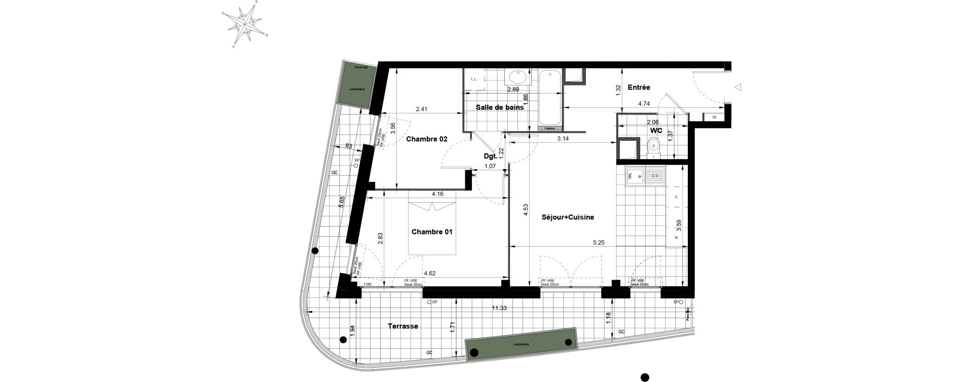 Appartement T3 de 59,72 m2 &agrave; Noisy-Le-Grand Bas-heurts