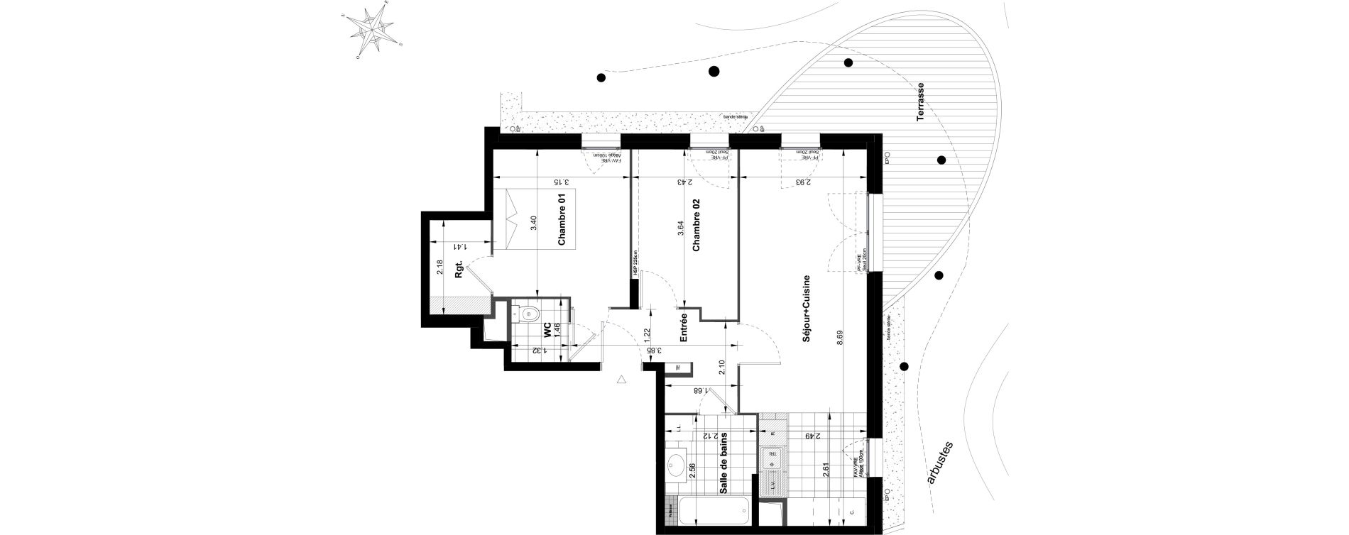 Appartement T3 de 60,46 m2 &agrave; Noisy-Le-Grand Bas-heurts