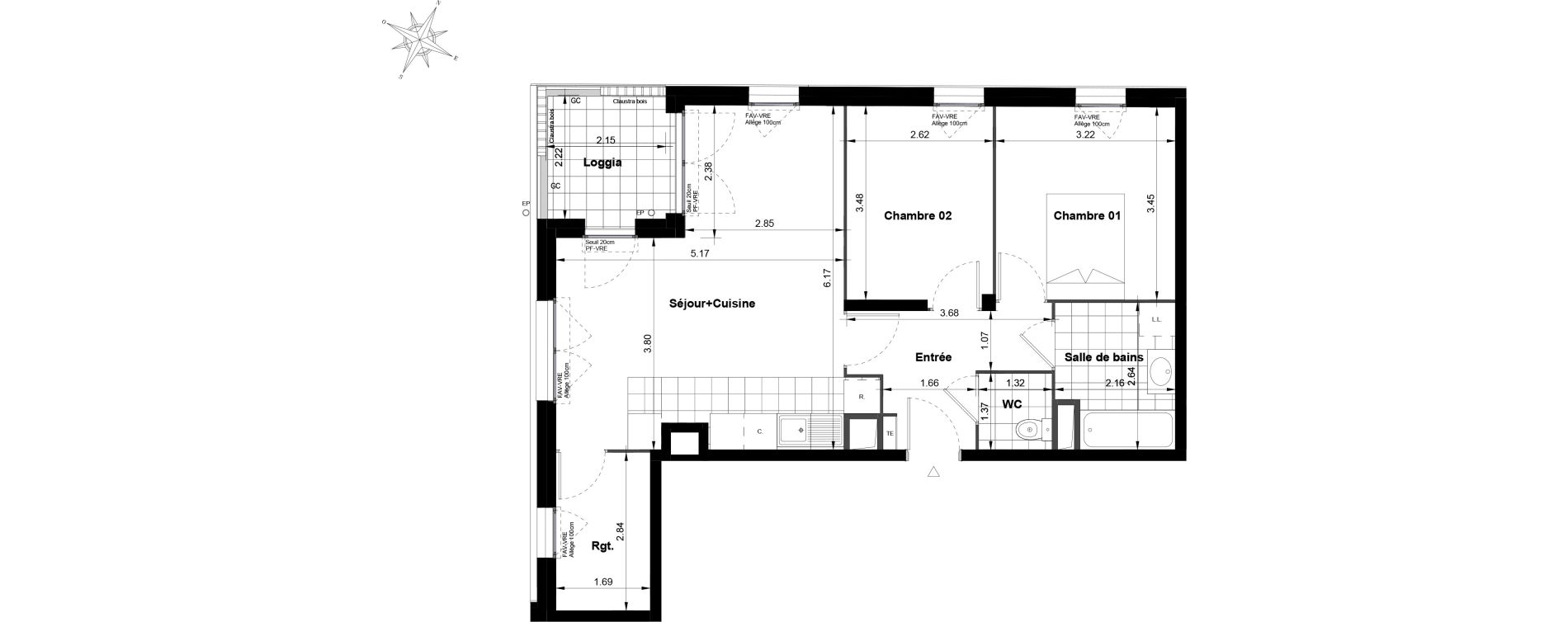 Appartement T3 de 65,07 m2 &agrave; Noisy-Le-Grand Bas-heurts