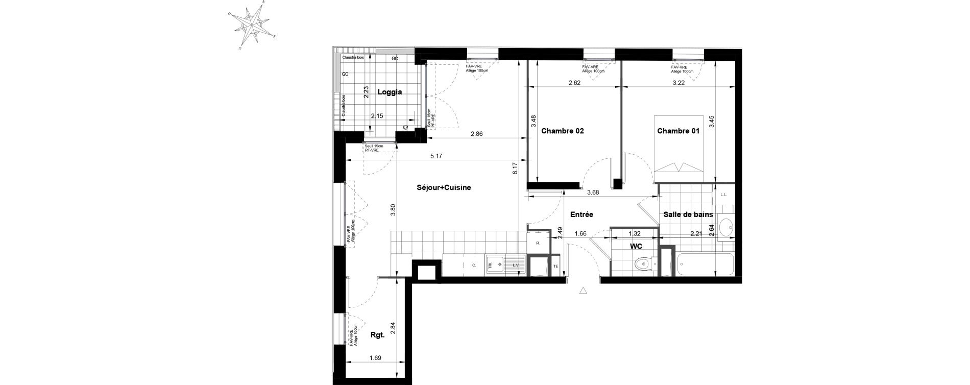 Appartement T3 de 65,13 m2 &agrave; Noisy-Le-Grand Bas-heurts