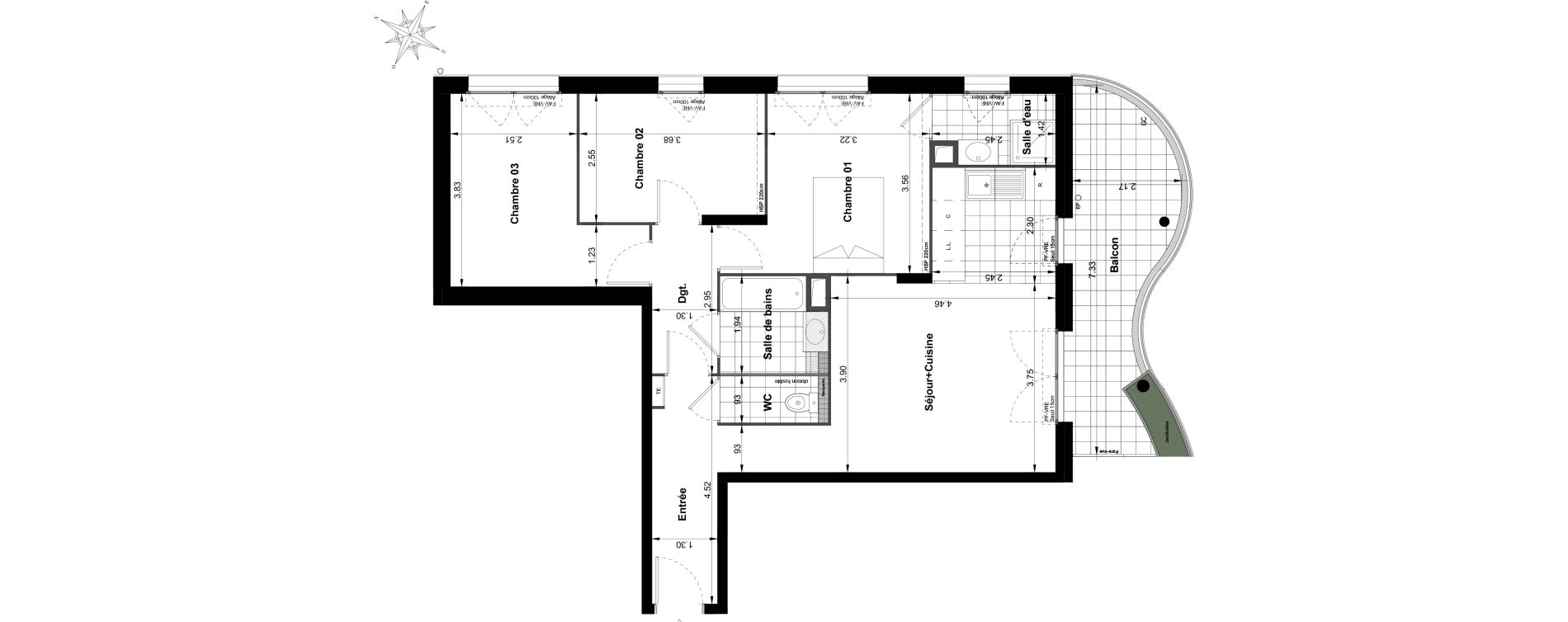 Appartement T4 de 76,28 m2 &agrave; Noisy-Le-Grand Bas-heurts