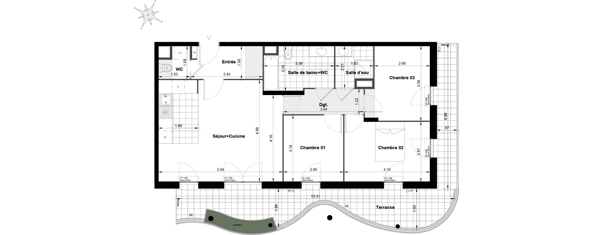 Appartement T4 de 81,22 m2 &agrave; Noisy-Le-Grand Bas-heurts