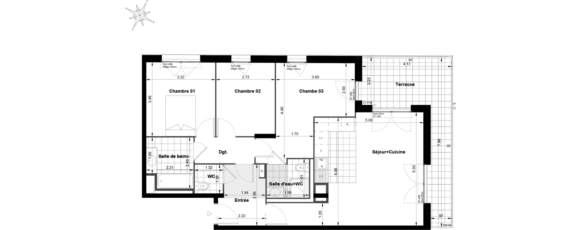 Appartement T4 de 81,76 m2 &agrave; Noisy-Le-Grand Bas-heurts