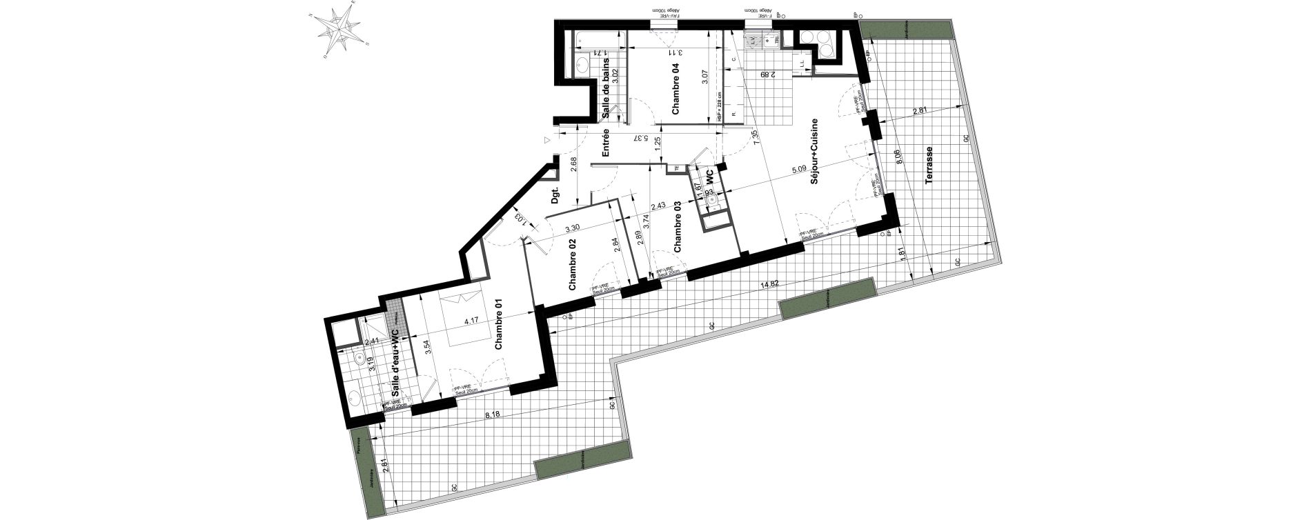 Appartement T5 de 98,74 m2 &agrave; Noisy-Le-Grand Bas-heurts