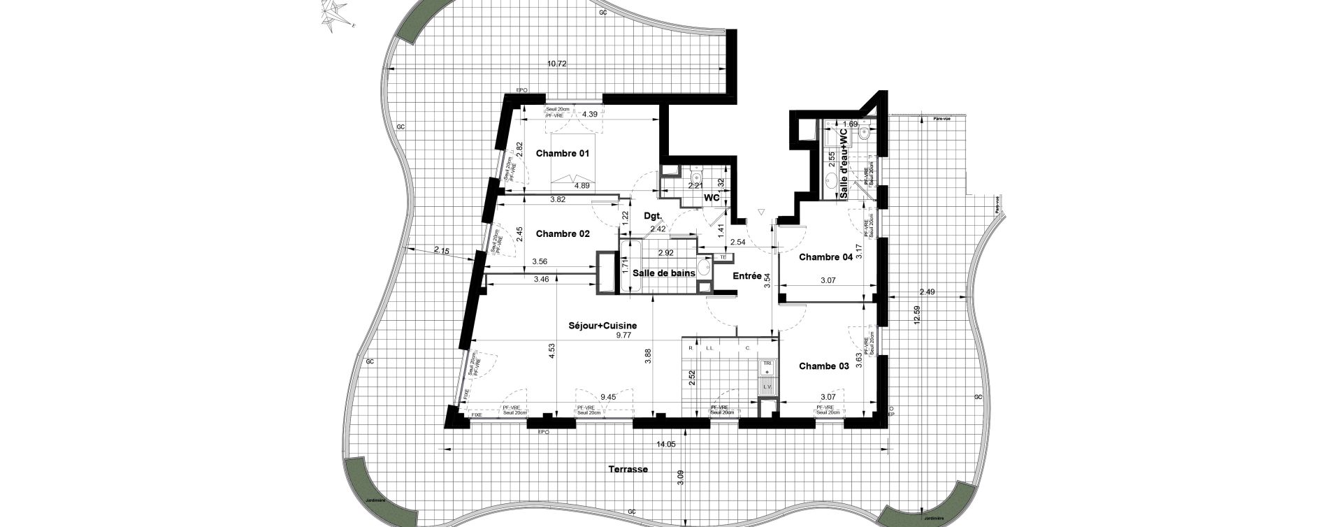 Appartement T5 de 102,24 m2 &agrave; Noisy-Le-Grand Bas-heurts