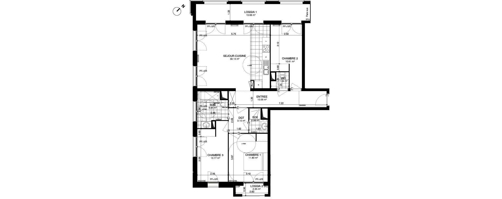 Appartement T4 de 86,28 m2 &agrave; Noisy-Le-Grand Centre