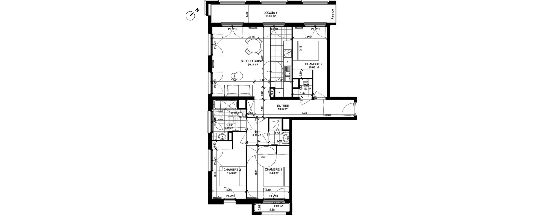 Appartement T4 de 85,57 m2 &agrave; Noisy-Le-Grand Centre