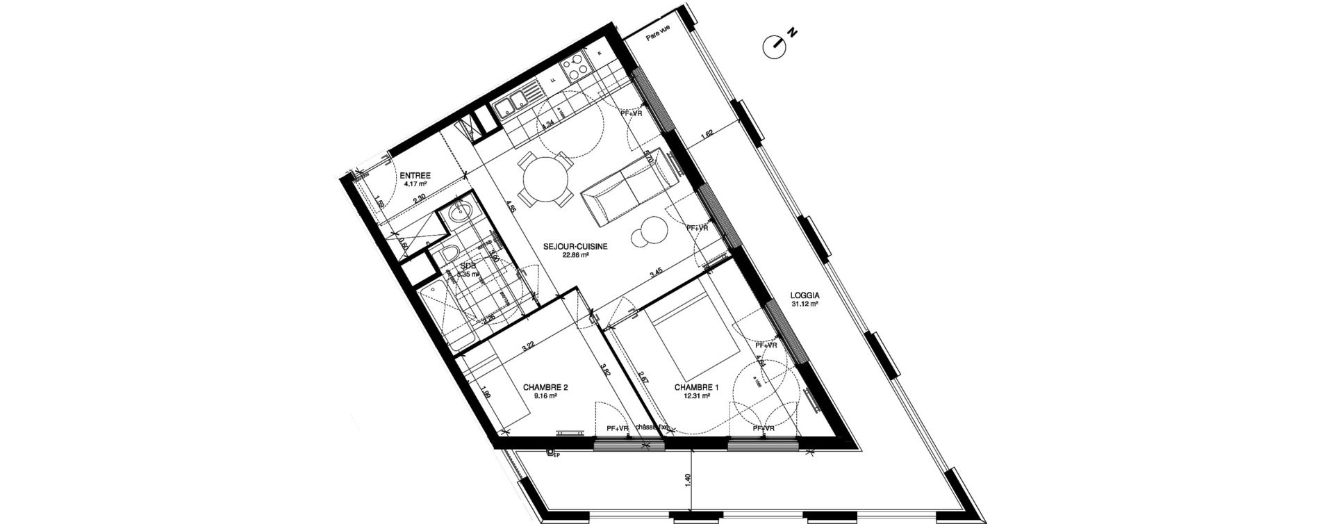 Appartement T3 de 53,87 m2 &agrave; Noisy-Le-Grand Centre