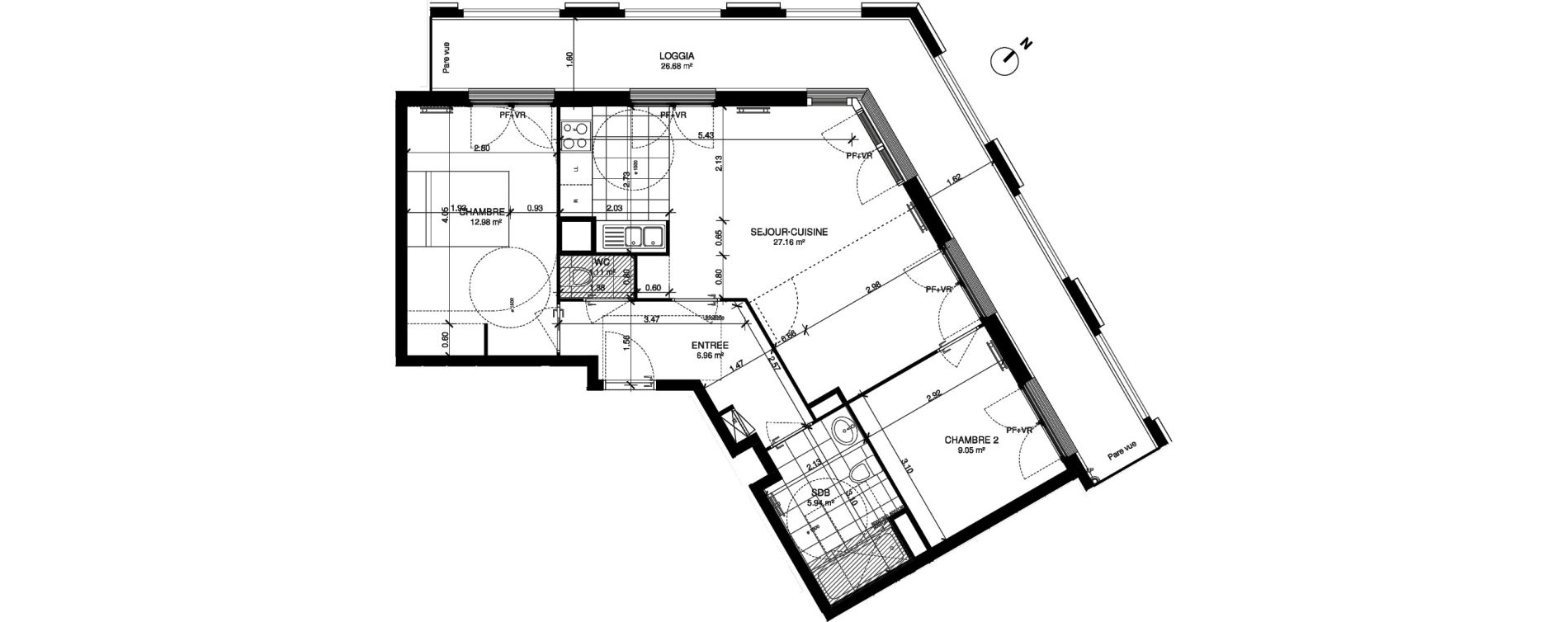 Appartement T3 de 63,20 m2 &agrave; Noisy-Le-Grand Centre