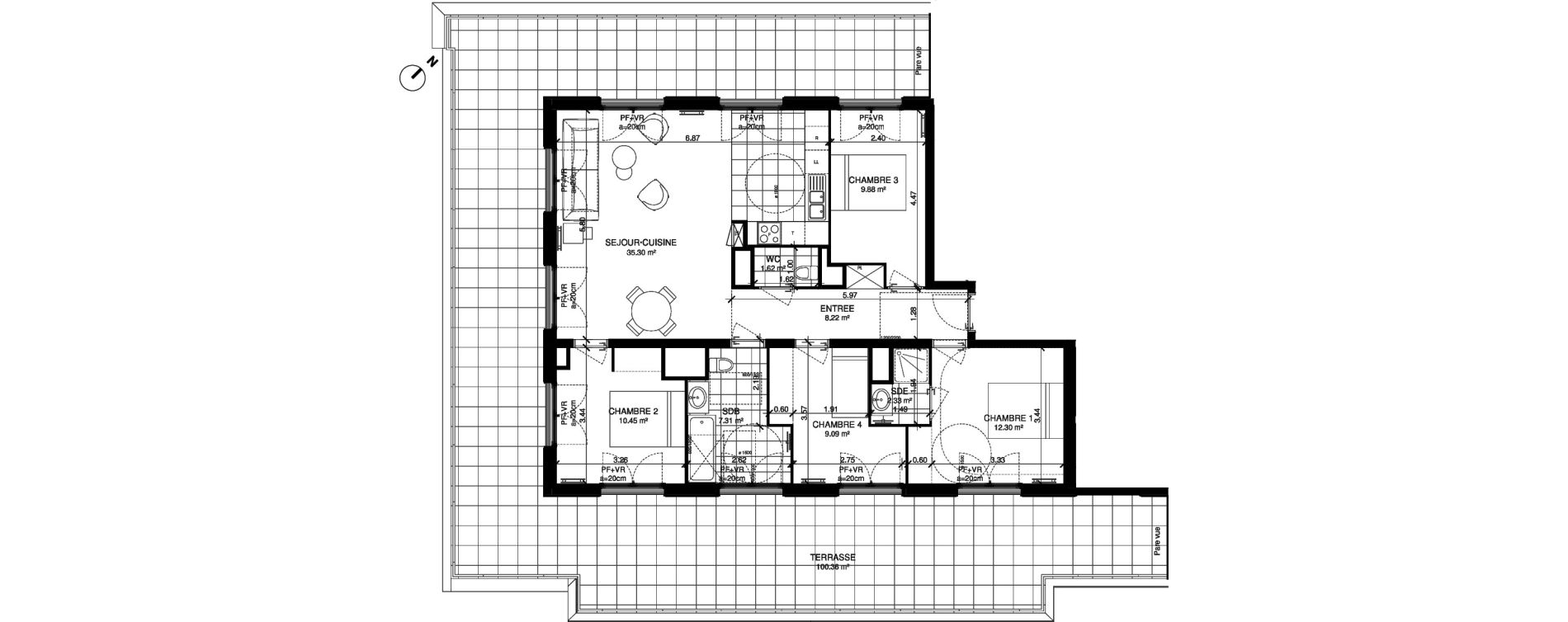 Appartement T5 de 94,93 m2 &agrave; Noisy-Le-Grand Centre