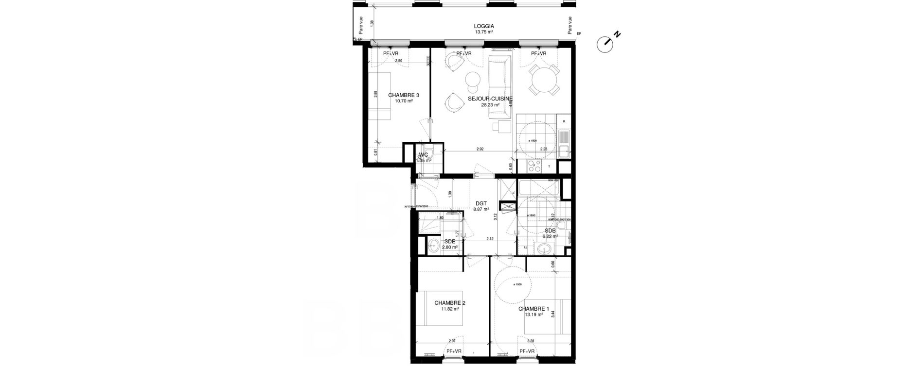 Appartement T4 de 83,18 m2 &agrave; Noisy-Le-Grand Centre