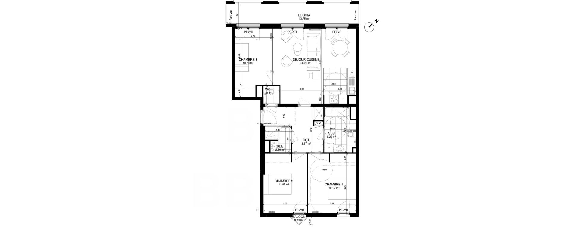 Appartement T4 de 83,18 m2 &agrave; Noisy-Le-Grand Centre