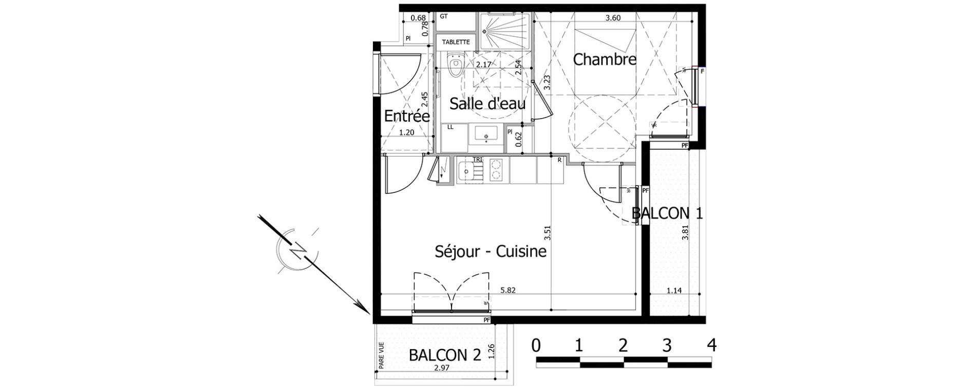 Appartement T2 de 41,14 m2 &agrave; Noisy-Le-Grand Centre