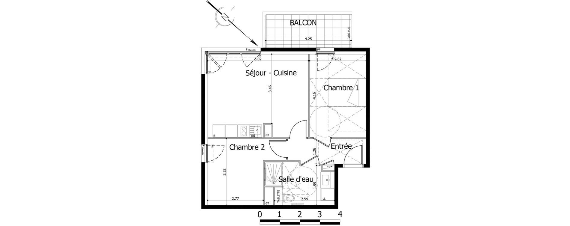 Appartement T3 de 54,07 m2 &agrave; Noisy-Le-Grand Centre