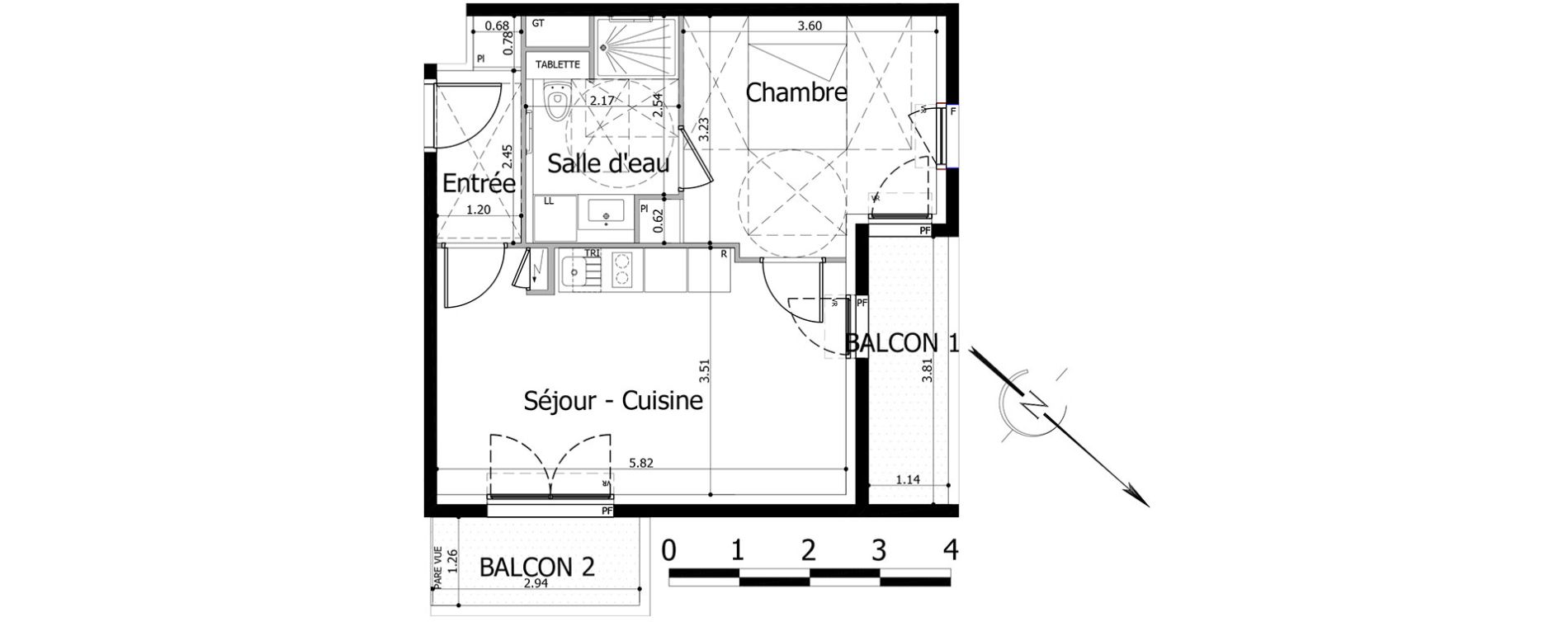 Appartement T2 de 41,14 m2 &agrave; Noisy-Le-Grand Centre