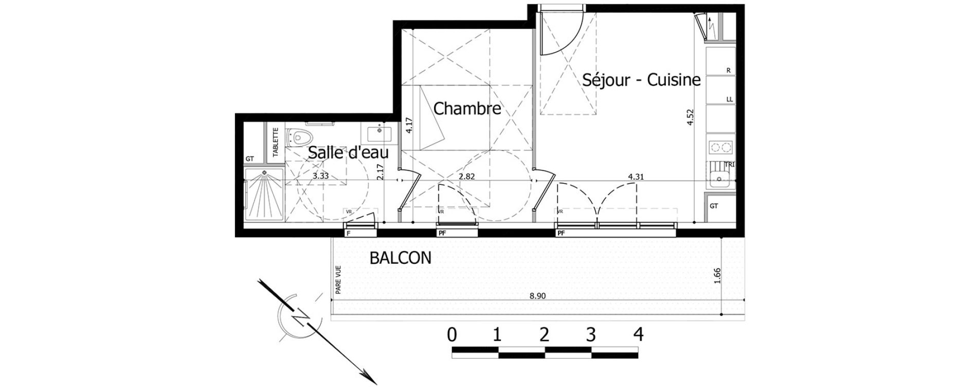 Appartement T2 de 37,52 m2 &agrave; Noisy-Le-Grand Centre