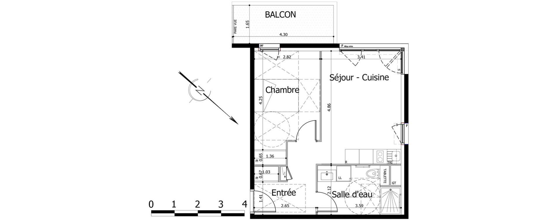 Appartement T2 de 42,76 m2 &agrave; Noisy-Le-Grand Centre