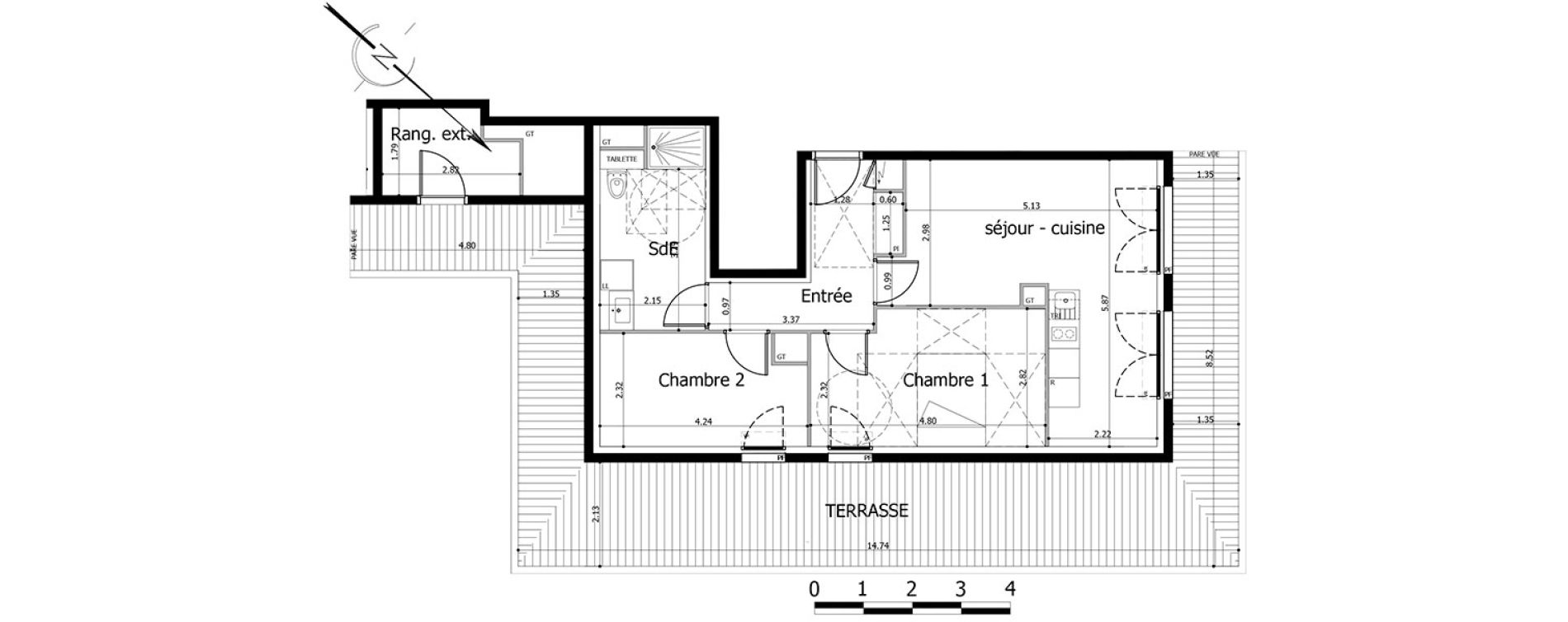 Appartement T3 de 59,63 m2 &agrave; Noisy-Le-Grand Centre