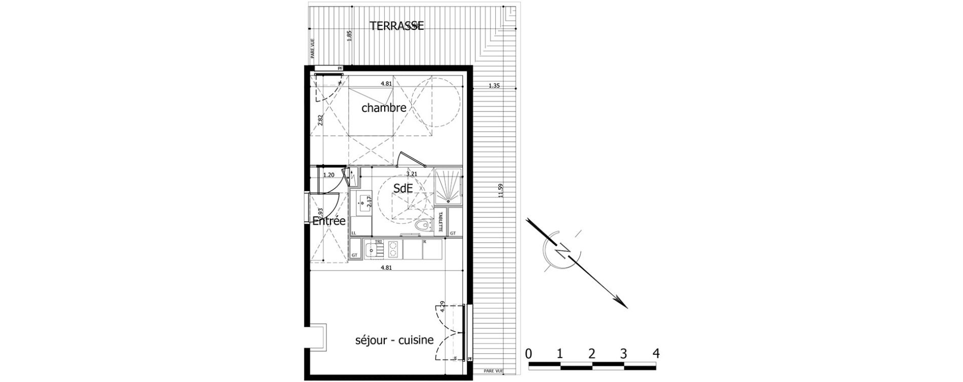 Appartement T2 de 43,04 m2 &agrave; Noisy-Le-Grand Centre