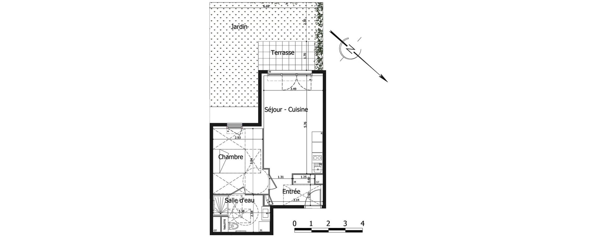 Appartement T2 de 43,74 m2 &agrave; Noisy-Le-Grand Centre