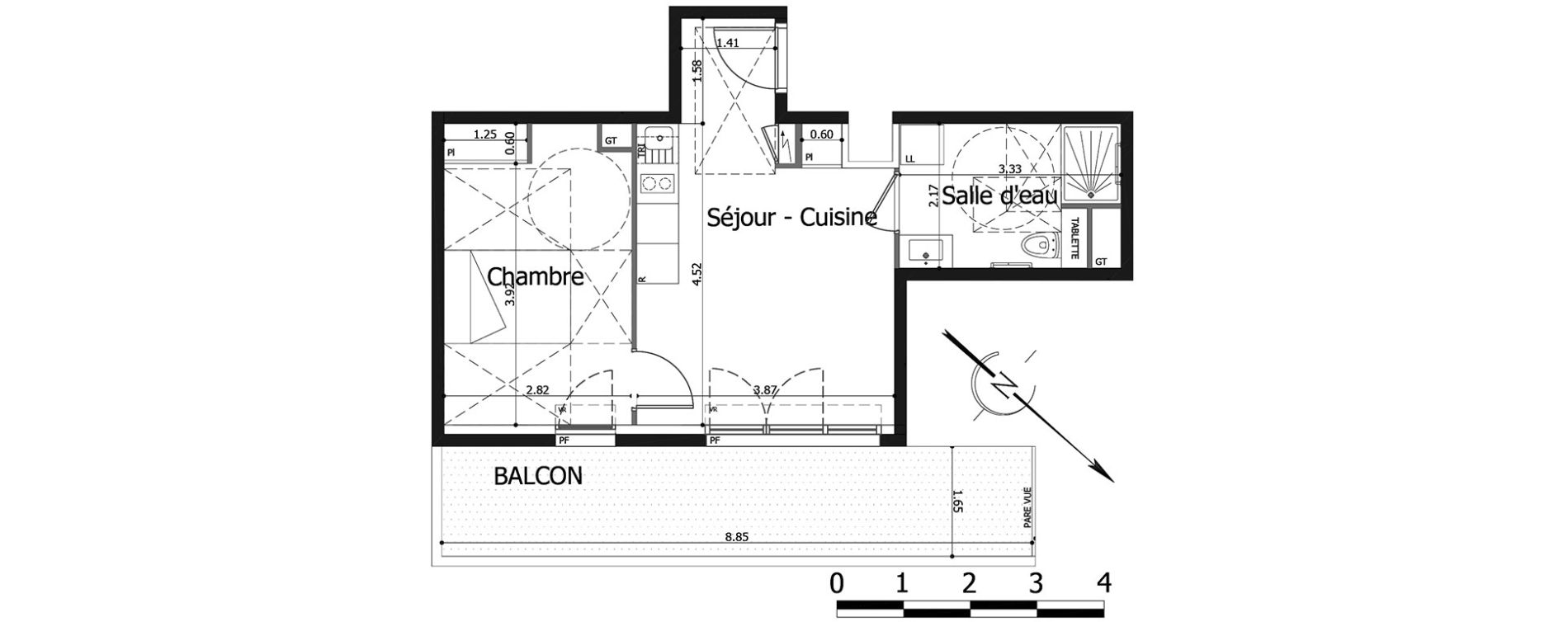 Appartement T2 de 38,12 m2 &agrave; Noisy-Le-Grand Centre