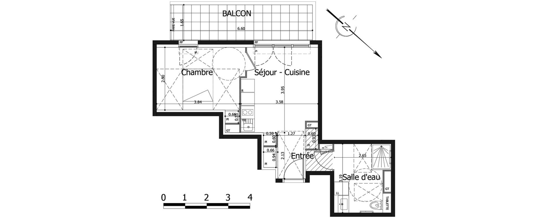 Appartement T2 de 38,43 m2 &agrave; Noisy-Le-Grand Centre