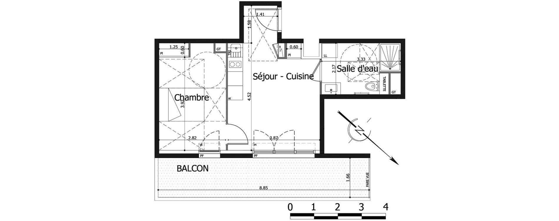 Appartement T2 de 38,12 m2 &agrave; Noisy-Le-Grand Centre