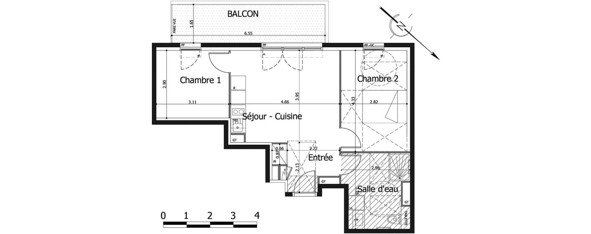 Appartement T3 de 52,69 m2 &agrave; Noisy-Le-Grand Centre