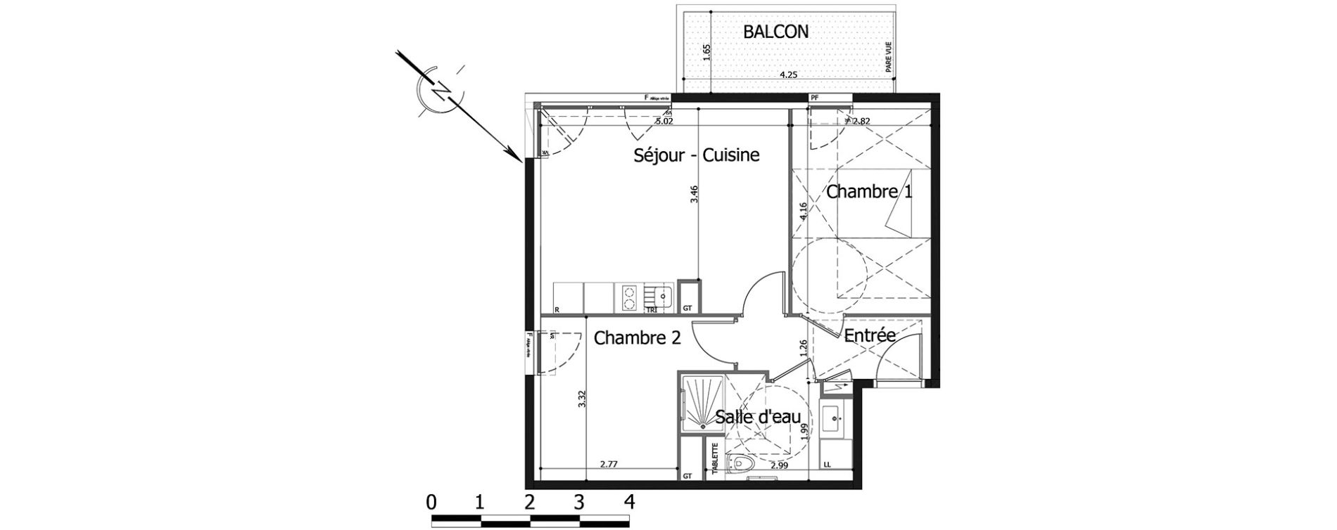Appartement T3 de 54,07 m2 &agrave; Noisy-Le-Grand Centre